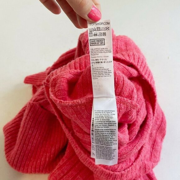 Topshop Womens‎ Cropped Oversized Knitted Sweater Red Sz 8 Ribbed Relaxed Fit - Picture 8 of 9
